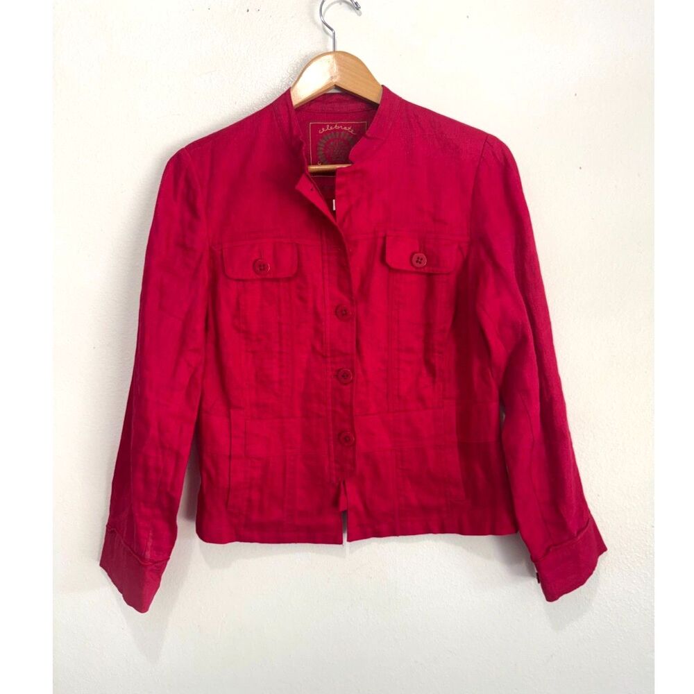 Coldwater Creek Celebrate linen jacket summer vacation resort hot pink women 6